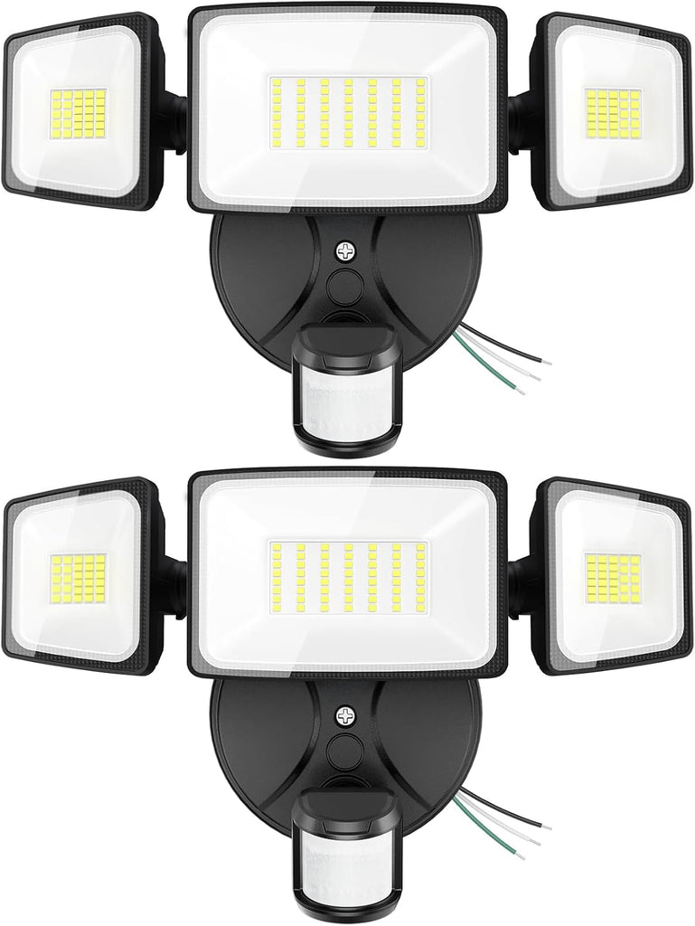 Motion Sensor Outdoor Lights, Hardwired Security Floodlights, Black | 7000LM 75W LED flood lights with movement