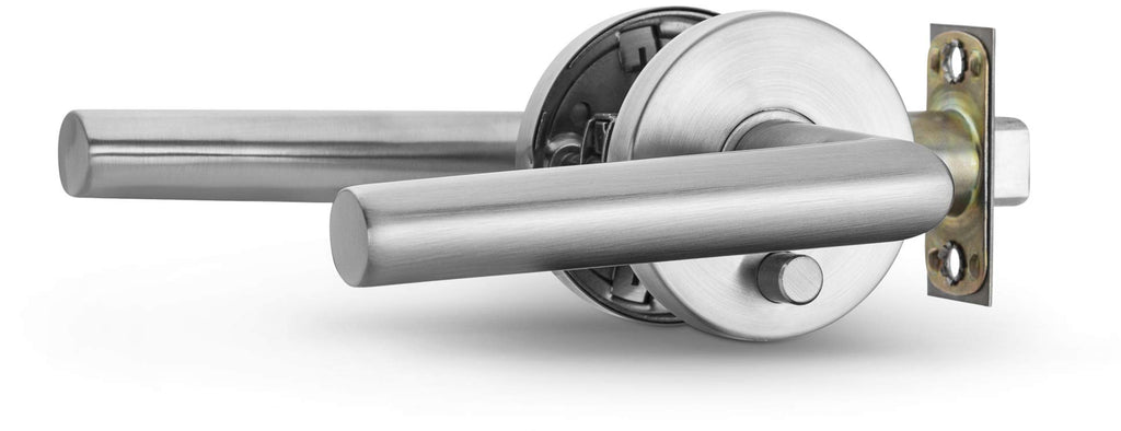 Privacy Lever Door Handle Sleek Round Easy to Open Locking Lever Set [ ] Reversible for Right & Left Sided Doors