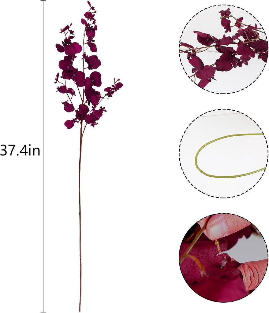 Artificial Orchid Flowers, (Each 37'') Fake Orchid Artificial Orchids Long Stem Artificial Flowers Fake Silk - Set of 10