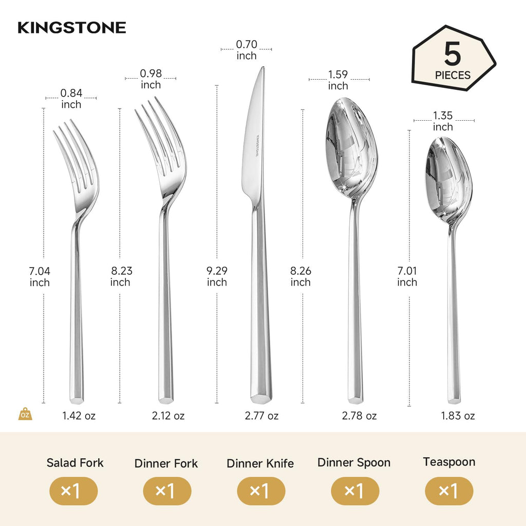 5-Piece Silverware Set, 18/10 Stainless Steel