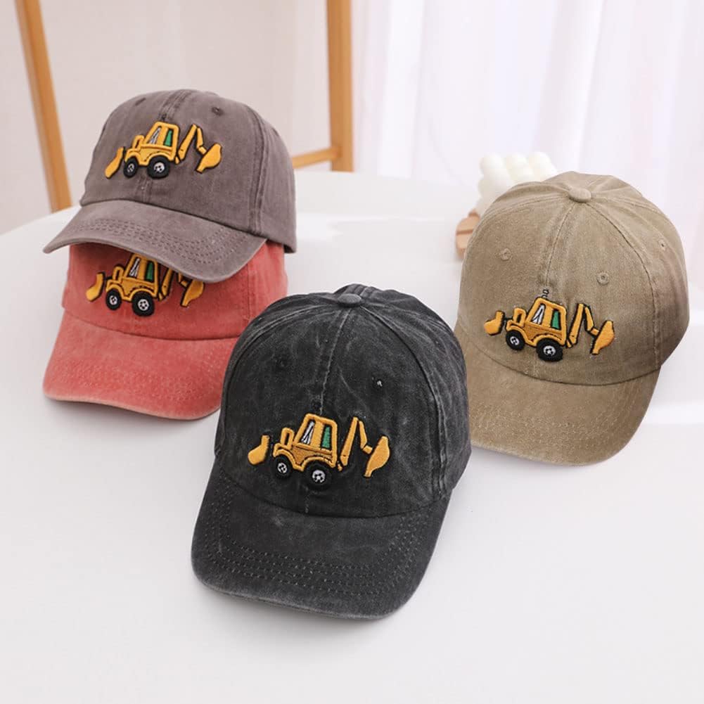 Cute Embroidery Excavator Kids Baseball Cap for Boys Girls