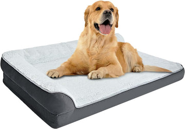 Washable Orthopedic Dog Bed for Large Dogs, Anti-Slip Pet Sofa Bed for Indoor Dogs, Crate Bed, 42 Inches, Gray, Large