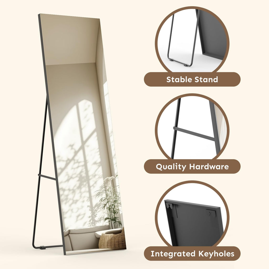 65"x24" Frameless Full Length Mirror with Stand