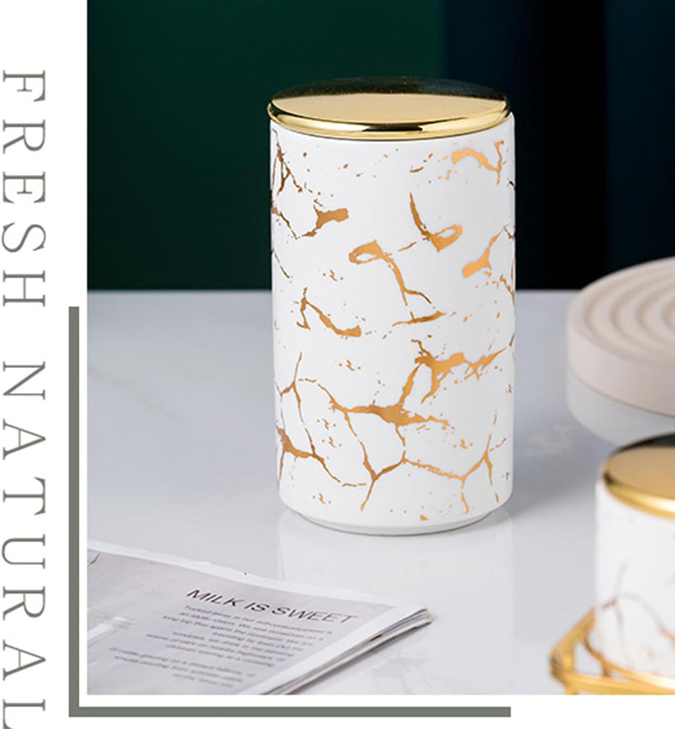 Ceramic Canister Set Countertop - A Kitchen Canisters with Tiered Shelf, Airtight Countertop Flour and Sugar - Set of 3