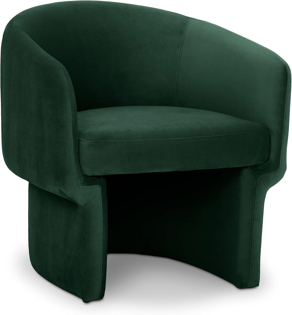 Sylvie Accent Chair, Art Deco Curved Design, Recycled Polyester Upholstery, Dark Indigo