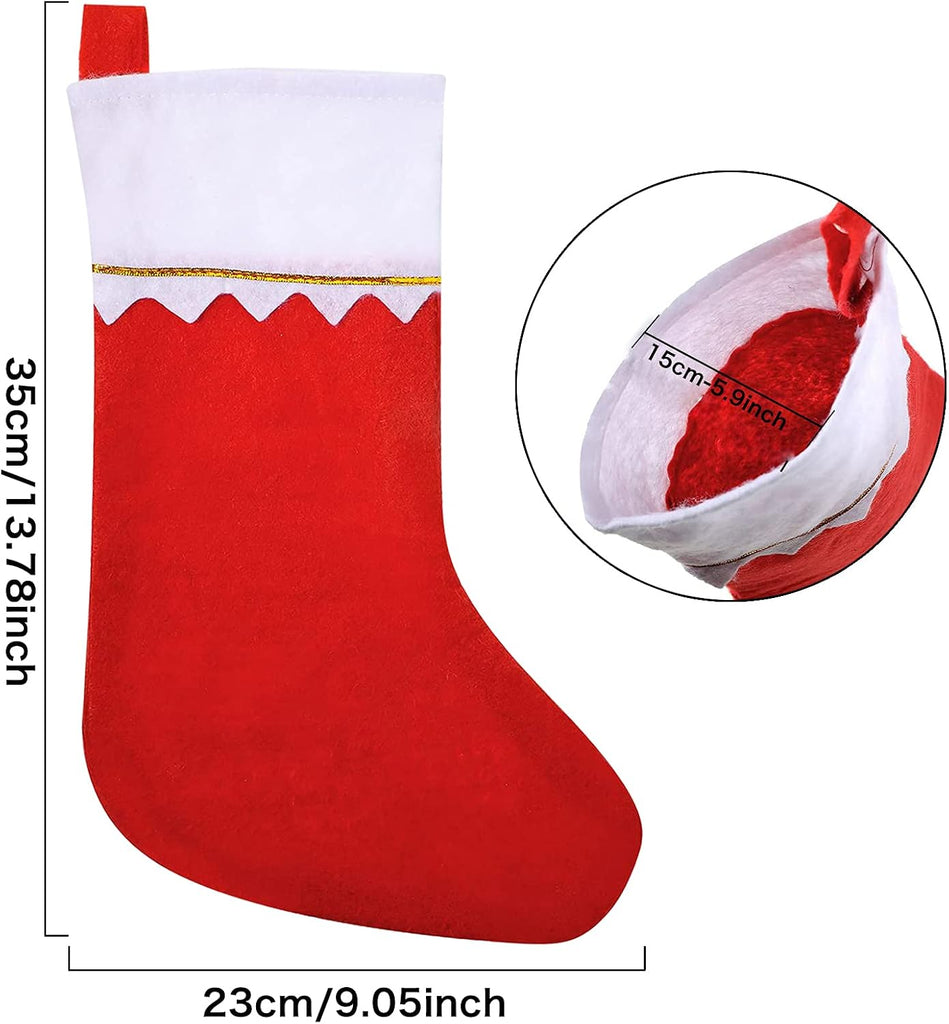 Christmas Stockings Bulk 15 Inches Red Felt Xmas Stockings Holiday Big Santa Stockings for Fireplace Hanging - Set of 24