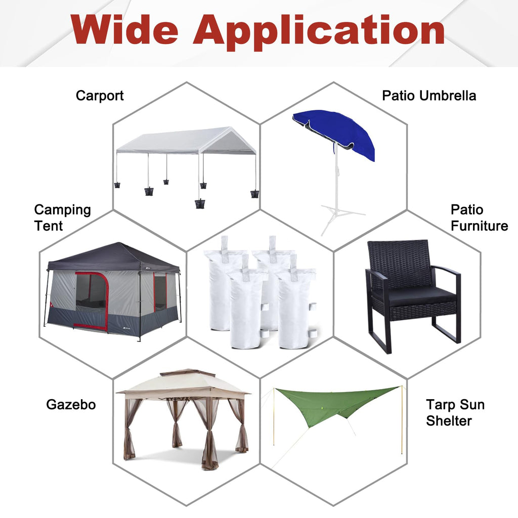 Canopy Weights Set of Sand Bags for Pop up Tent, Weight Bags for Outdoor Gazebo, Trampoline, Pergola, White