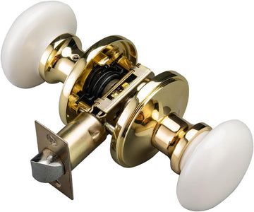 White Door Knobs, Waterproof and Easy Clean Door Knobs Interior, Anti-Scratch Gold Porcelain Door Handles