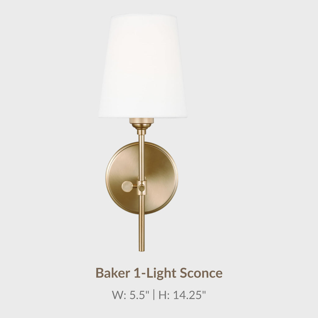 Baker 1-Light Hardwired Wall Sconce in Satin Brass