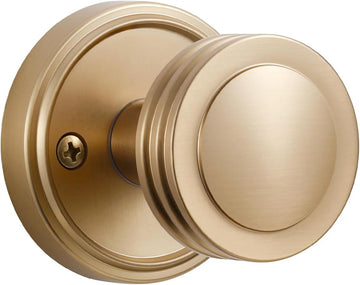 1 Pack Champagne Bronze Door Knob Passage Door Knobs Interior Door Handle for Hall and Closet,Zinc Alloy