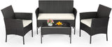 4-Piece Patio Furniture Set | Outdoor Wicker Furniture with Coffee Table | Modern Rattan Chairs Conversation Set | Outdoor Seating | Weather-Resistant | Black | for Porch, Garden, Lawn A106-B07NZNZXMV