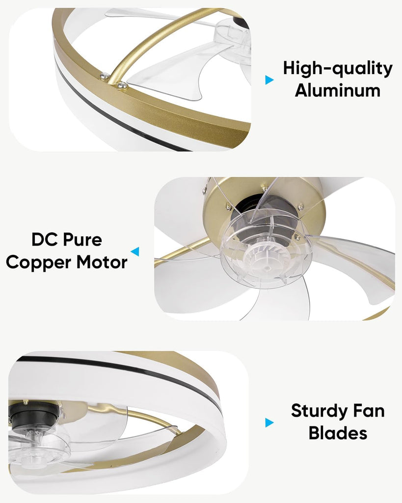Ceiling Fans with Lights and Remote/APP Control, 19.7in Low Profile Ceiling Fans with Light, Smart Flush Mount