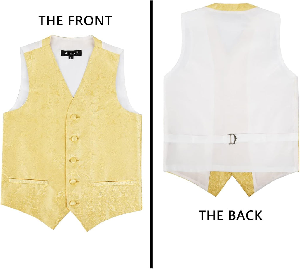 Boys 2PCS Classic Pre-Tied Paisley Bow Tie Suit Vest Set