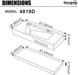 48"x19" Wall-Mount Stone Resin Bathroom Sink Rectangular Vessel Sinks for Bathroom Floating Vanity Sink Trough