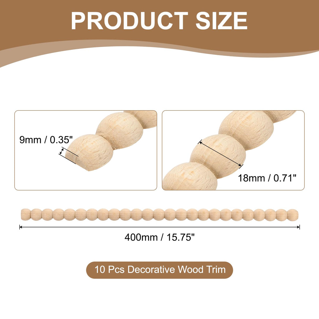 10Pcs 15.75" Decorative Wood Trim, Unfinished 3D Wooden Furniture Molding Trim for DIY Craft, Home Wall Cabinet Shelf
