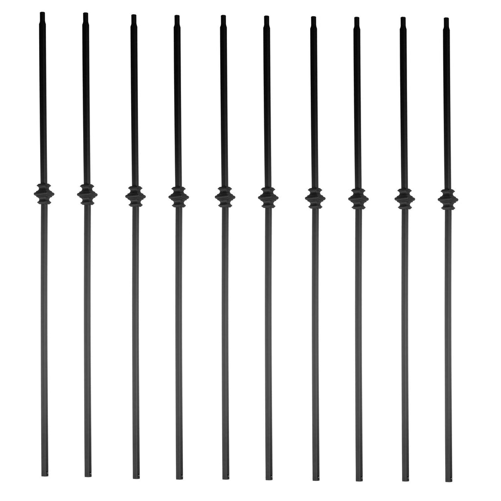S03 - Wrought Iron Balusters - Set of 10 Hollow Single Knuckle Balusters - Decorative Metal Balusters for Decks