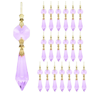 20-Pack Crystals Prisms Glass Tip Beads 75mm, Purple