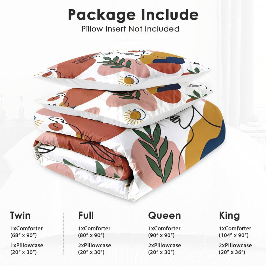 Twin Comforter Set, 2 Pieces Boho Orange Bedding Set