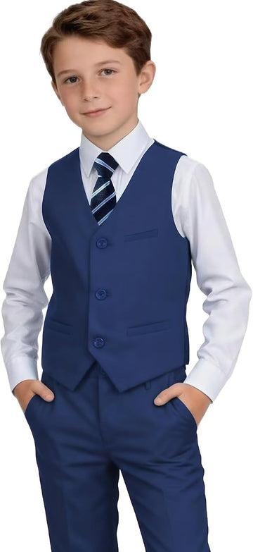 Boys Suit piece Kids Dress Vest Pants Shirt Tie Set Dress Clothes