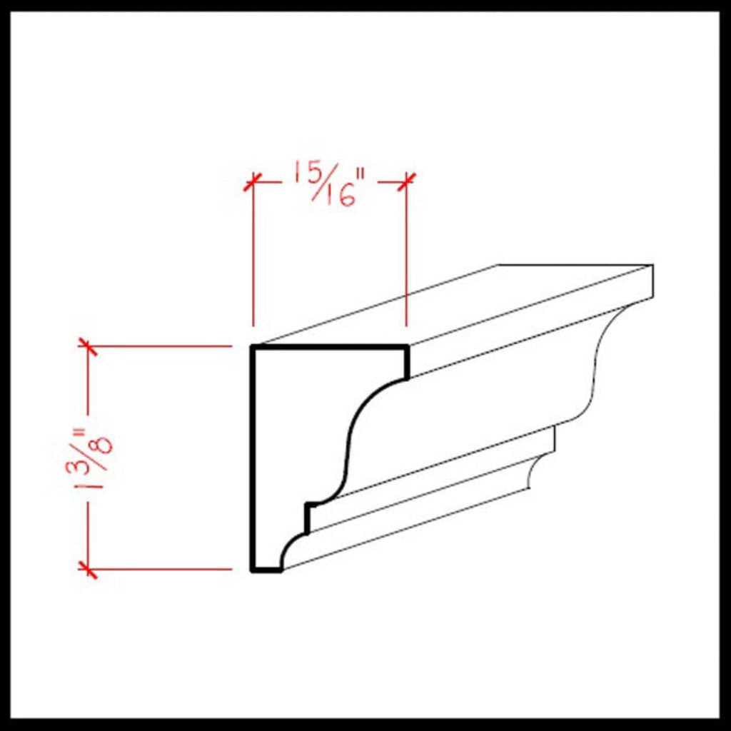 Solid Crown 1-3/8" High x 1" Deep Moulding. Unfinished, Maple, 94"