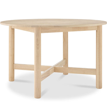 Solid Wood Dining Table for 4-6, Kitchen Table, 47" Round Table, Modern Farmhouse, Space Saving, Or Living Room