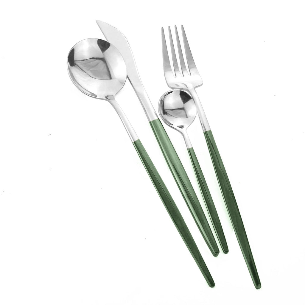 24-Piece Korean Silverware Set Mirror Polished Stainless Steel Modern Flatware Cutlery Set Service for 6 Including