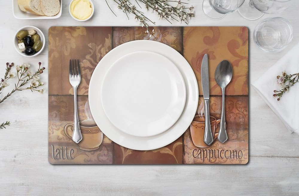 Vinyl Rectangular Placemats - Non Slip Place Mats Ideal and Outdoor Dining Table - Washable and Heat - Set of 4