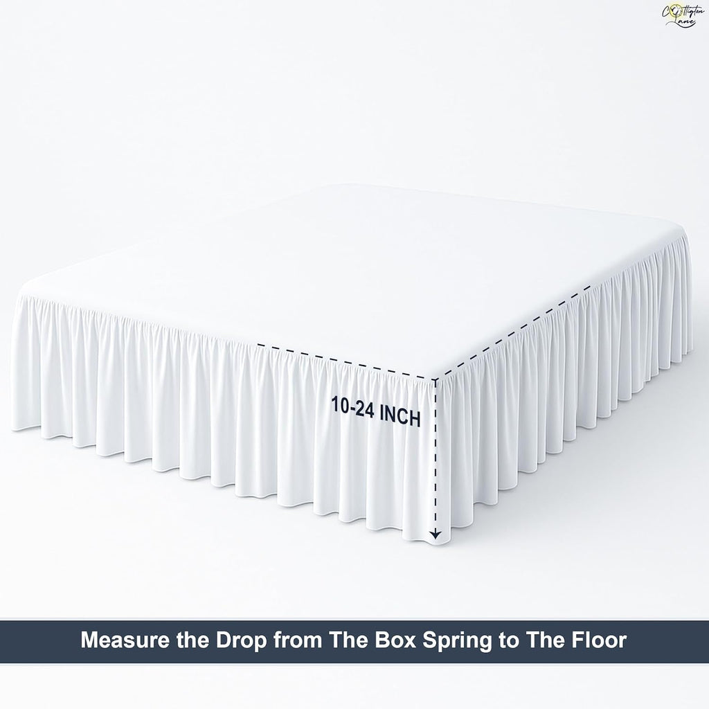 Ruffled Bed Skirt Queen Size with Split Corner, Brushed Microfiber Hotel Quality White Dust Ruffle, 15 Inch Drop