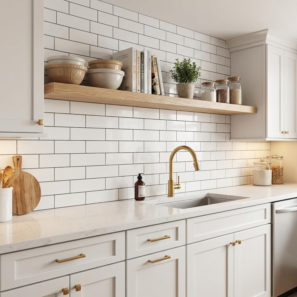 60 inch Wooden Floating Shelves for Wall - 60x6x2 in, High End Solid Natural Wood, Heavy Duty Bracket, Wall Mounted
