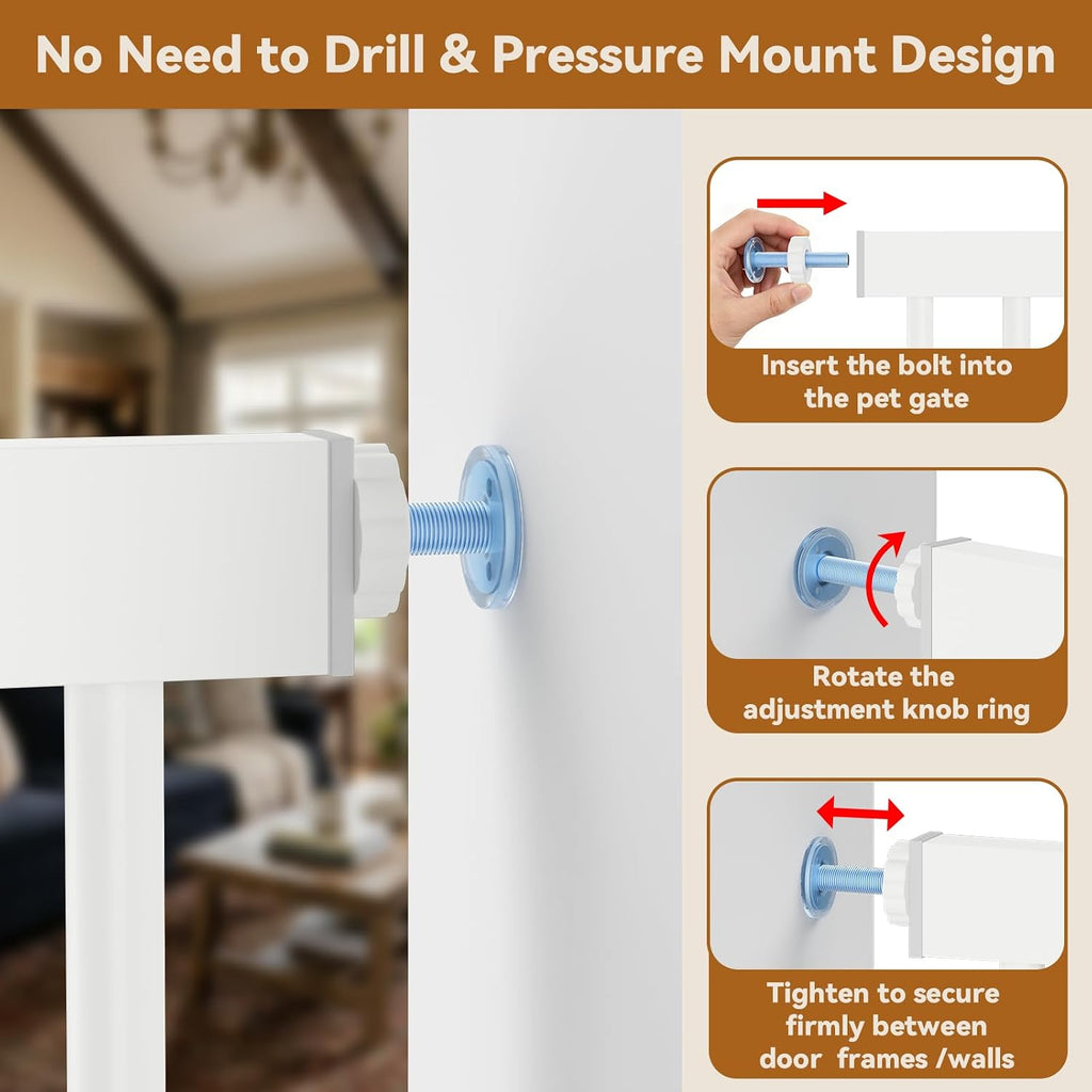 51"-87" Extra Tall Cat Gate for Doorways, Fits 29.2"-40.2" Wide