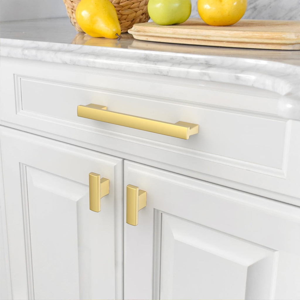 10 Pack Brushed Gold Cabinet Pulls 5 Inch(128MM) Hole Centers Kitchen Cabinet Handles Hardware