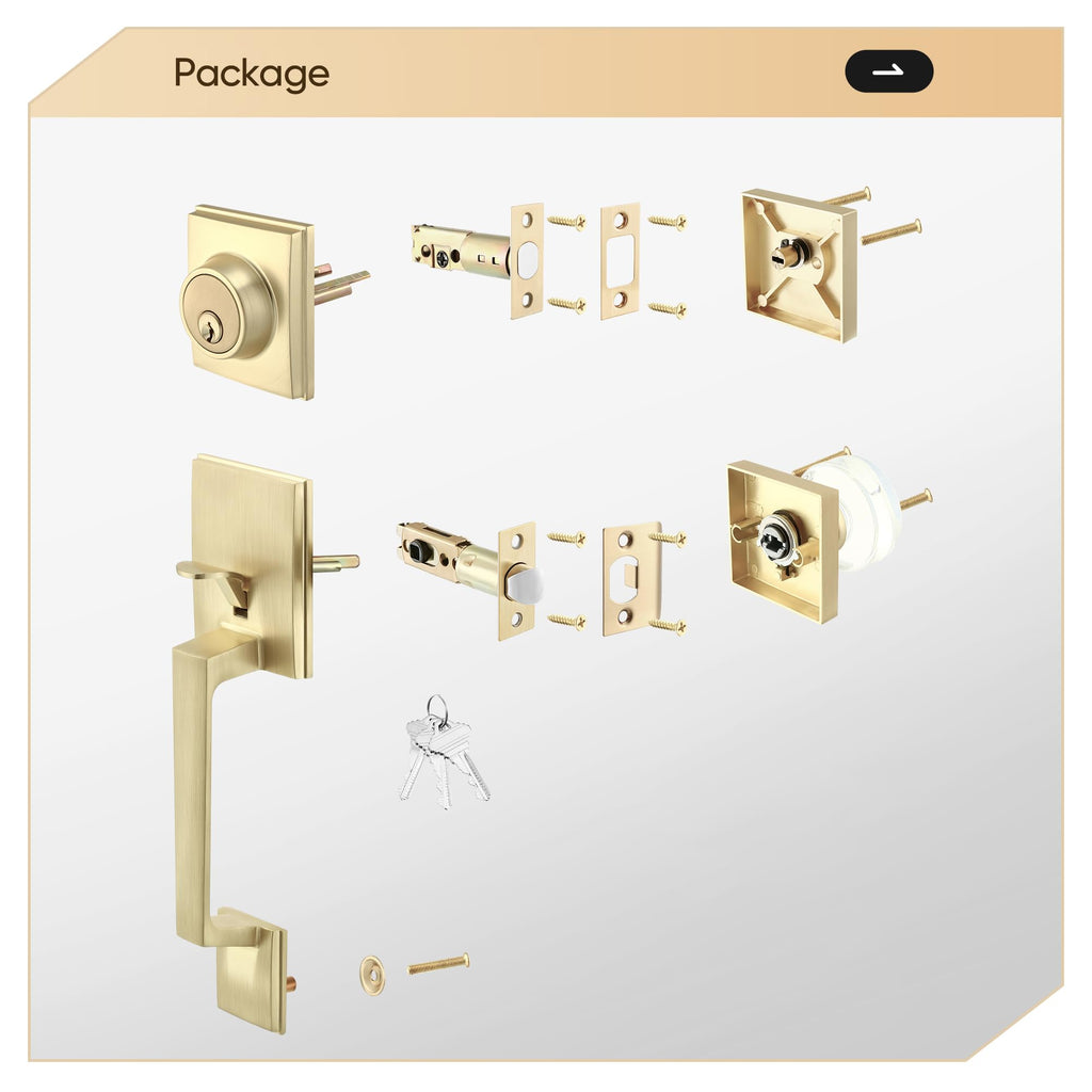 Crystal Glass Entry Door Knob and Single Cylinder Deadbolt Lock and Key