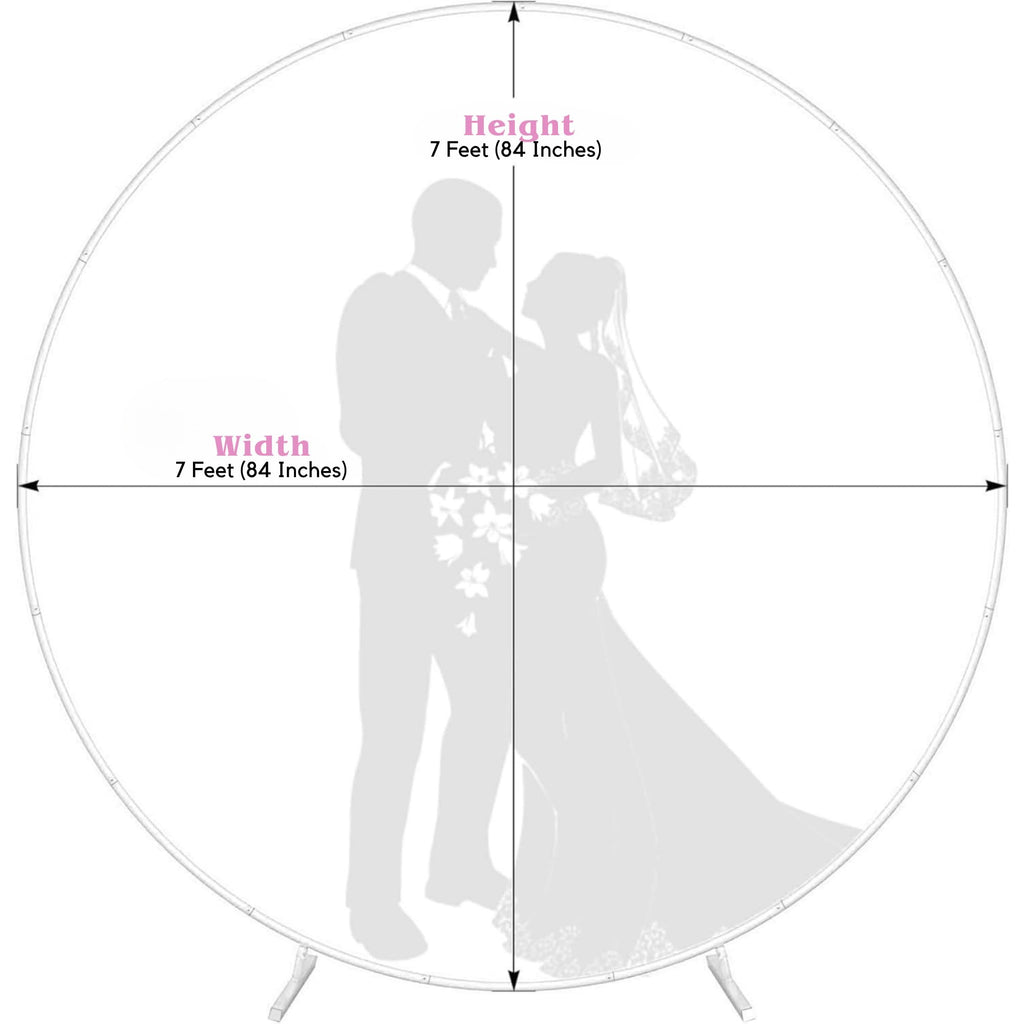 7.0 Ft Round Balloon Arch Stand White Backdrop Frame for Wedding, Birthday, Baby Shower, Graduation, Party