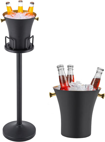Champagne Ice Bucket with Stand, Black Gold, Waist Shape, 92cm/32in