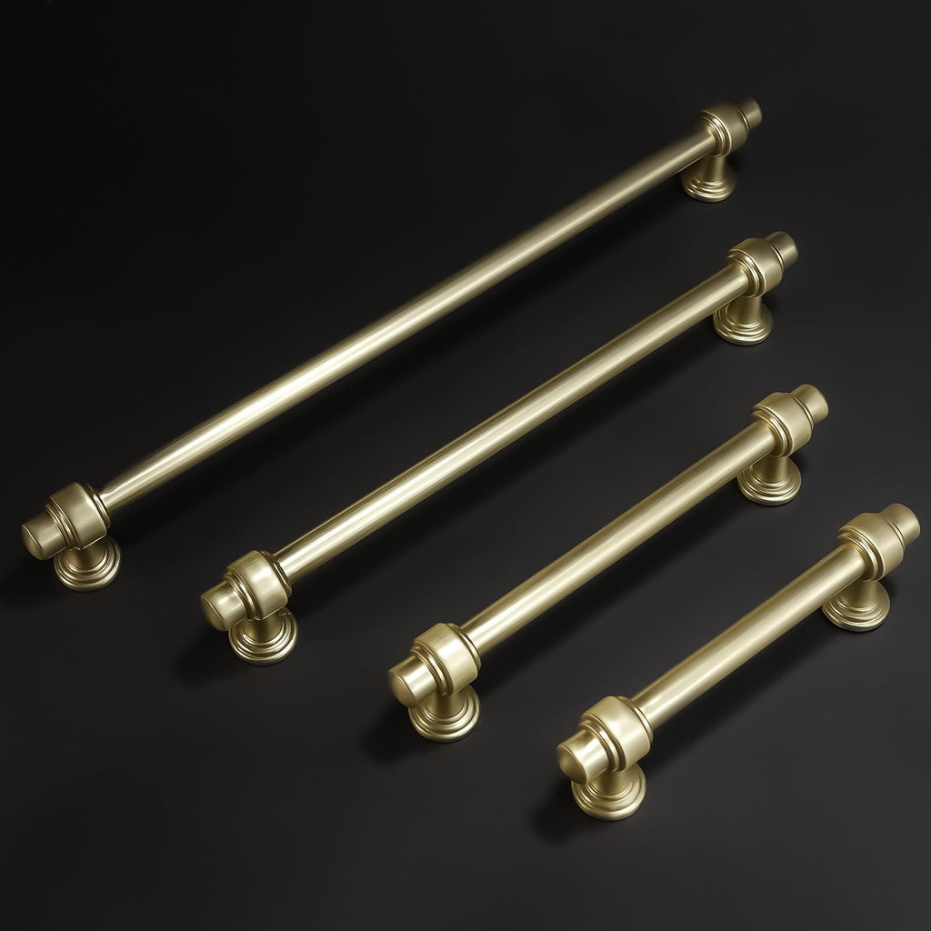 6 Pack 12-3/5 inch(320mm) Brushed Brass Kitchen Cabinet Handles Cabinet Pulls Gold Drawer Pulls Kitchen Cabinet
