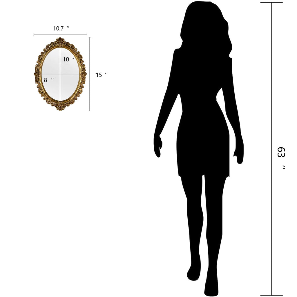 Small Oval Wall Mirror Resin Frame Size:15 x 10.7 inch