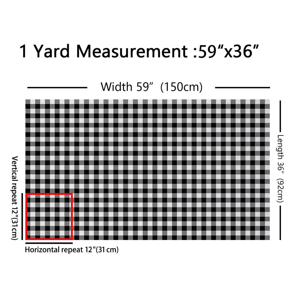 Retro Grid Fabric by The Yard Black and White Checker Decor No Stretch Fabric for Sewing Lovers Buffalo Plaid Rustic