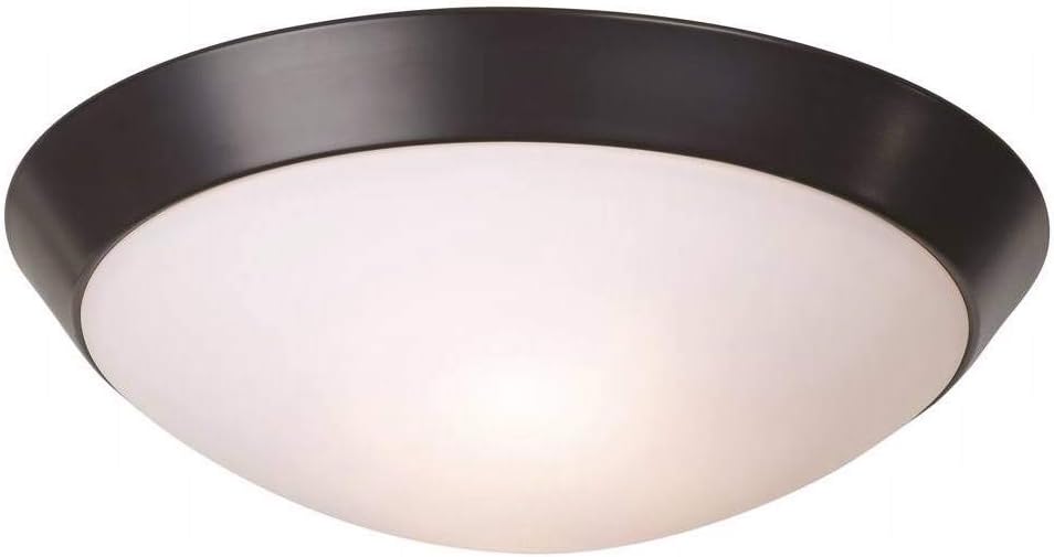 13 Inch Oil-Rubbed Bronze Flush Mount Ceiling Light - 2 Light Frosted Glass Dome, Low Profile