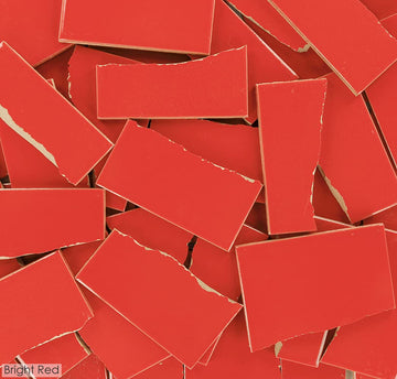 Broken Mosaic of 5 pounds in Bright Red Solid Color Talavera Mexican Handmade Tiles