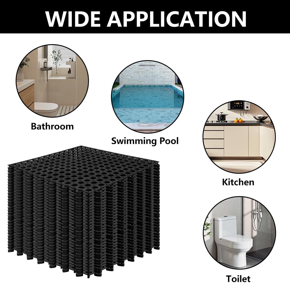 24 Pack Garage Floor Tiles, 12x12 Inch Interlocking Drainage Tiles Non-Slip Deck Tile with Holes for Bathroom, Pool