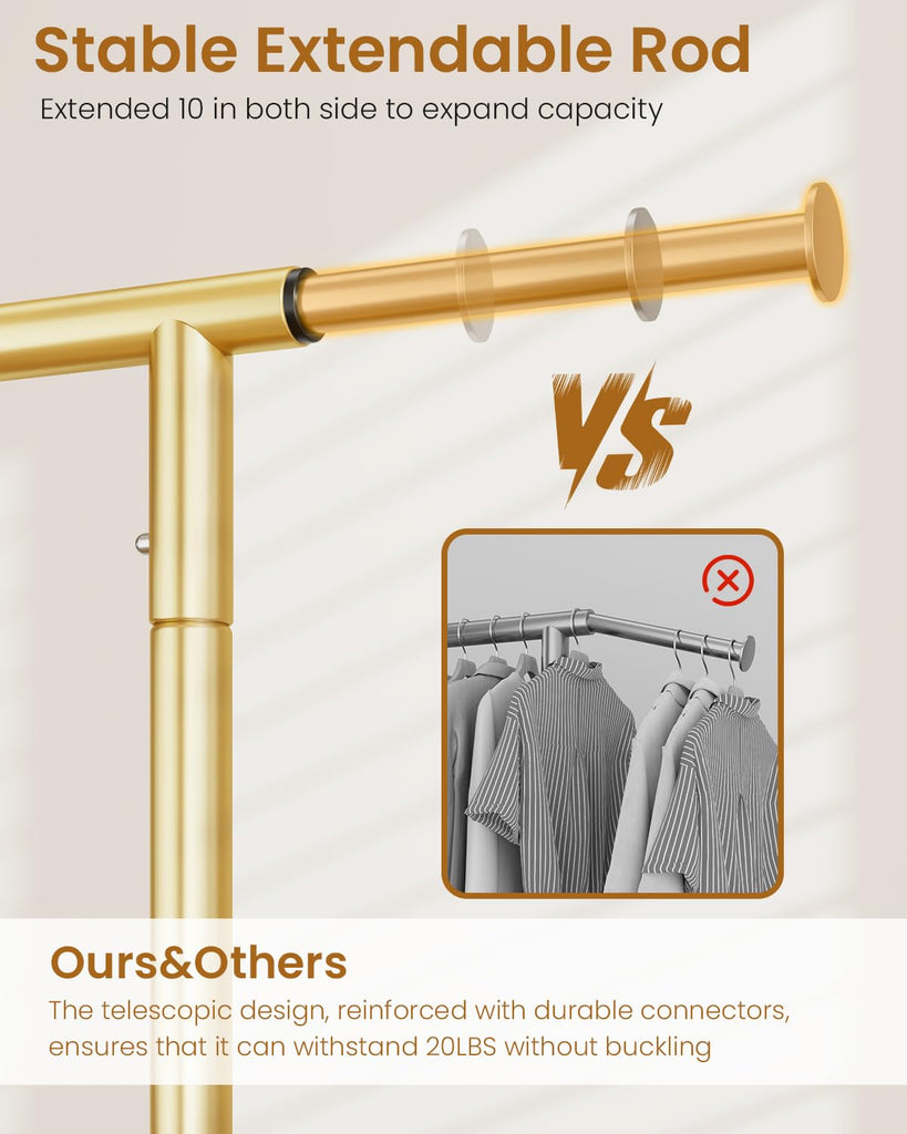 Heavy Duty Clothes Rack, Metal Clothing Rack Load 450 LBS, Rolling Coat Racks for Hanging Clothes with Lockable