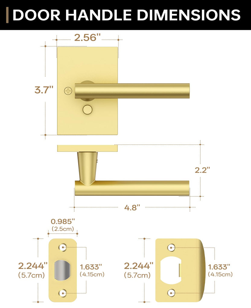 10 Pack Brushed Gold Privacy Interior Door Handles