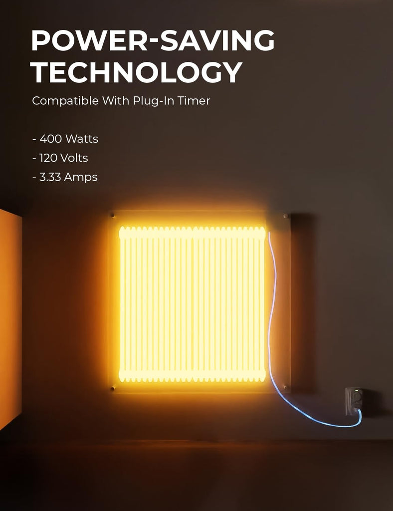 Wall Heater Panel with Thermostat - Electric Wall Mounted Heater for Indoor Use - 400Watt Convection Heater - Perfect