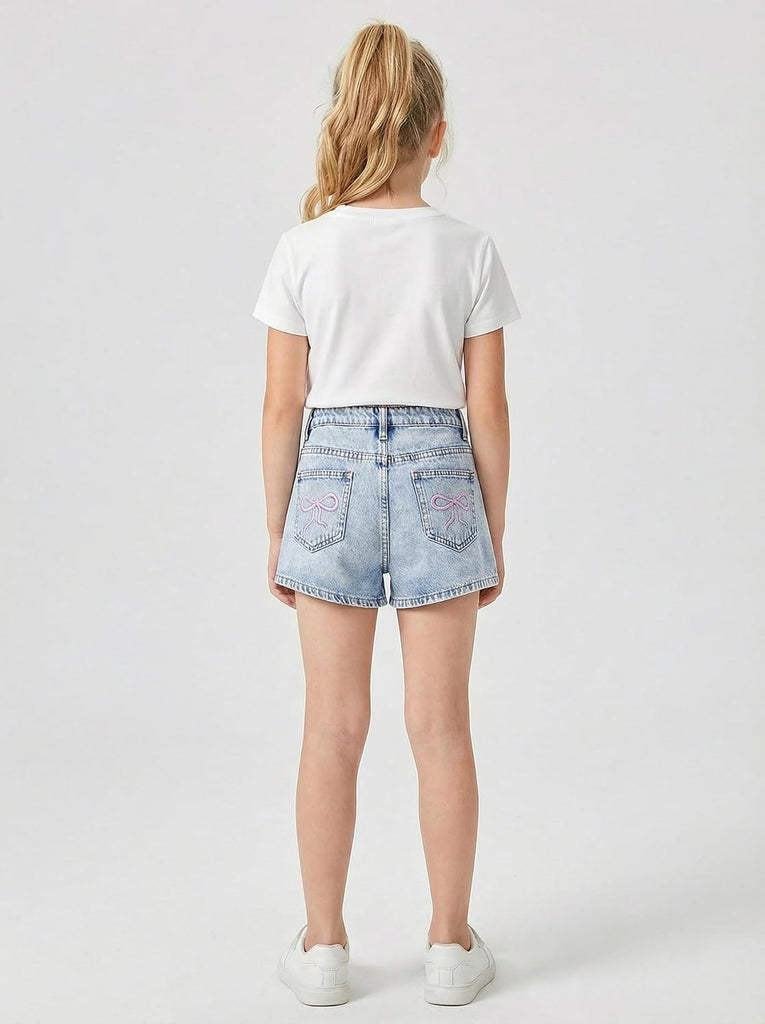 Girls Jean Shorts Baggy Cute Y2K High Waist Straight Leg Denim Shorts for Teen Girls