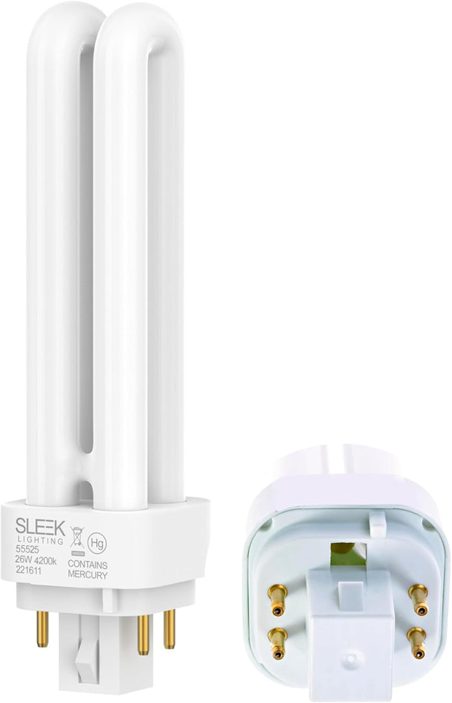 26 Watt T4 Double Tube CFL 4 pin G24q-3 Base Light Bulb 4200K 1500lm -UL Listed,Compact Fluorescent -Cool White Light