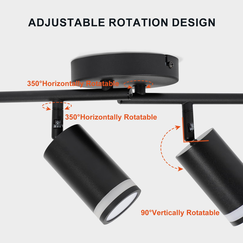 Track Lighting Fixtures Ceiling, GU10 Black Led Ceiling Spotlight, Modern Track Light Kit Bedroom Living Room