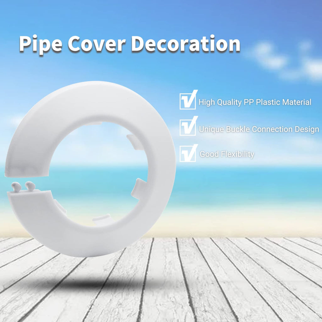 White Plastic Escutcheon Plate for 1.57 Inch Water Pipe Decoration