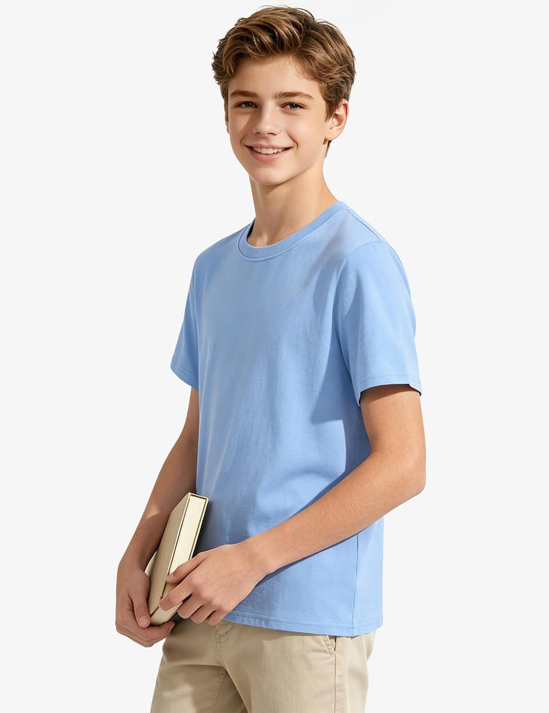 4 Pack Boys Shirts Short Sleeve Cotton T-Shirts Kids Plain Basic Top
