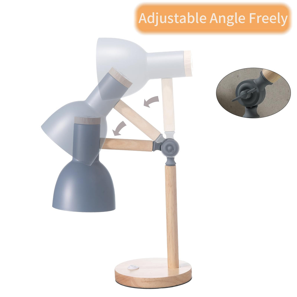 Adjustable Wooden Arm Desk Lamp, Table Lamp for Reading office Bedroom