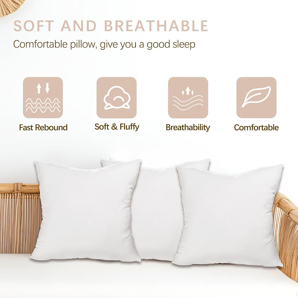 Throw Pillows Insert, White 12x20 in Pillow Inserts with 100% Cotton Cover,Bed and Couch Decorative Stuffer - Set of 2